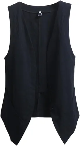 IDEALSANXUN Womens Linen Vest Tops Sleeveless Spring Summer Blazer Jackets