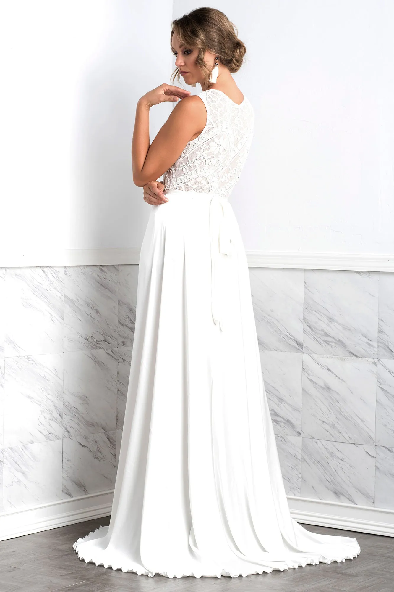 Isabel Silk Long Skirt White