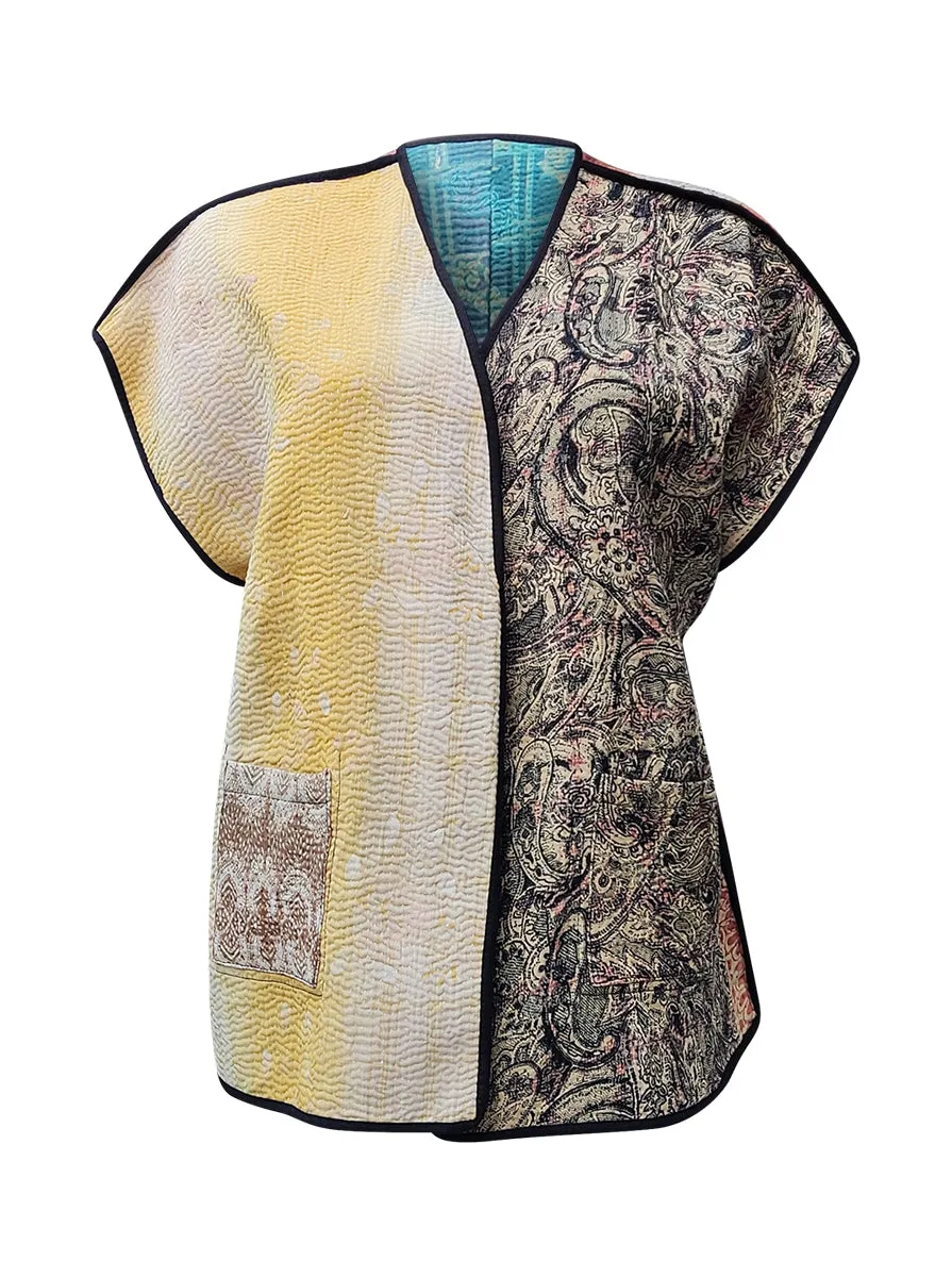 kantha reversible vest vallabha no waste sale