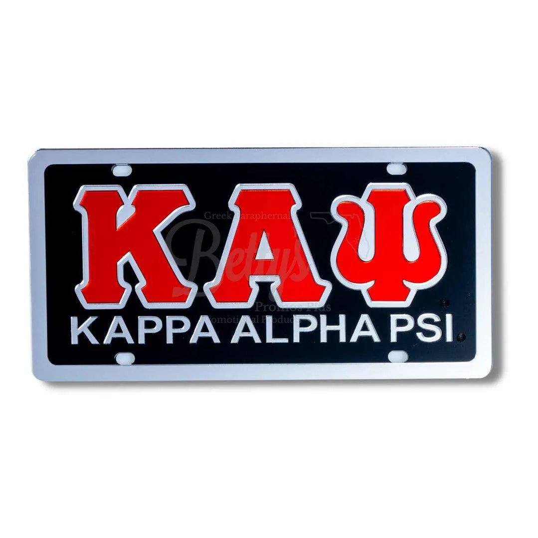 Kappa Alpha Psi ΚΑΨ with Kappa Alpha Psi Laser Engraved Mirrored Acrylic Auto Tag License Plate