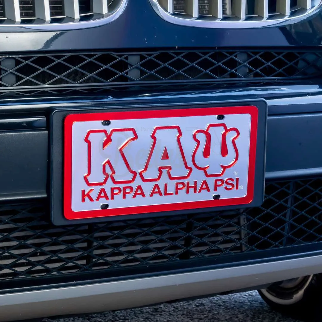 Kappa Alpha Psi ΚΑΨ with Kappa Alpha Psi Laser Engraved Mirrored Acrylic Auto Tag License Plate