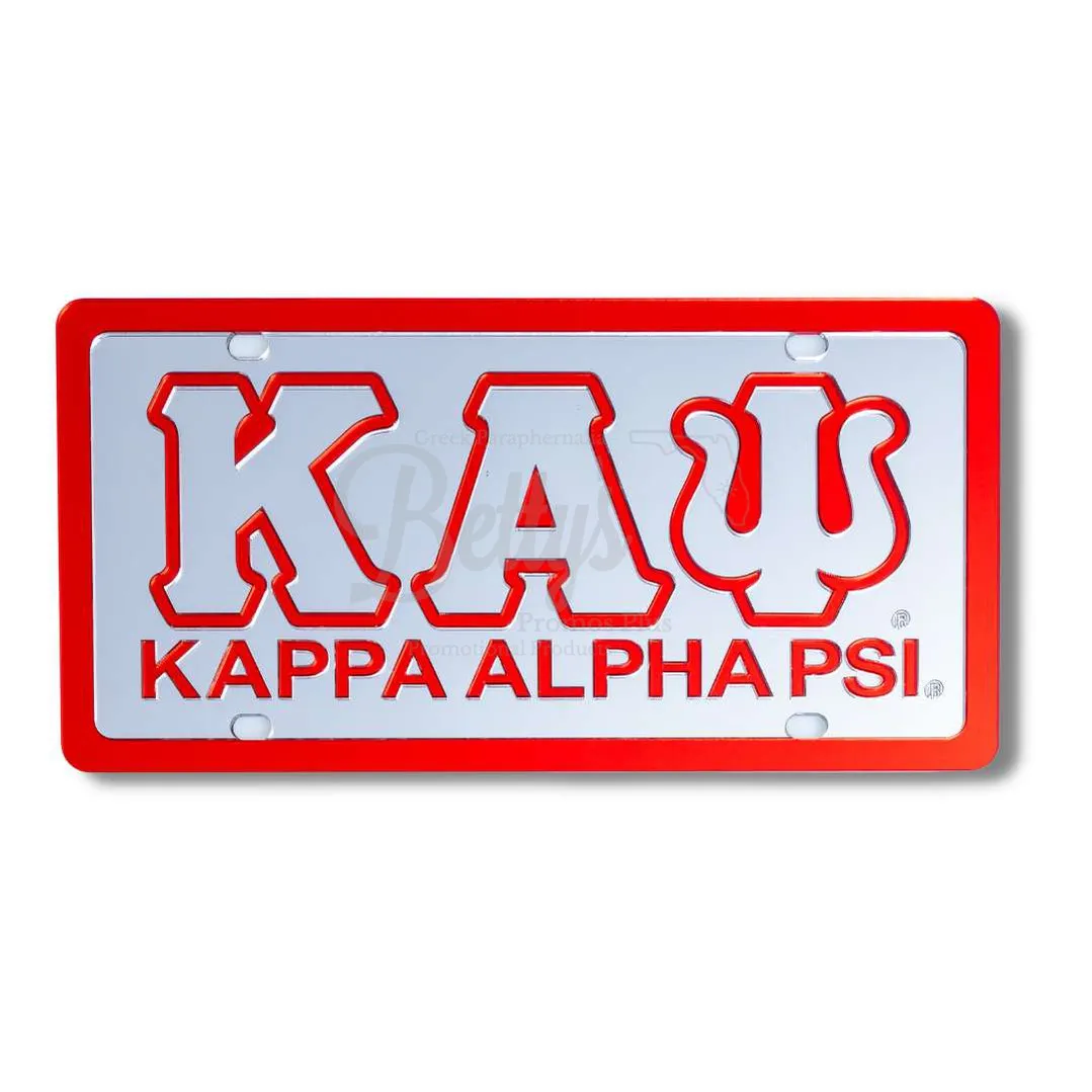Kappa Alpha Psi ΚΑΨ with Kappa Alpha Psi Laser Engraved Mirrored Acrylic Auto Tag License Plate