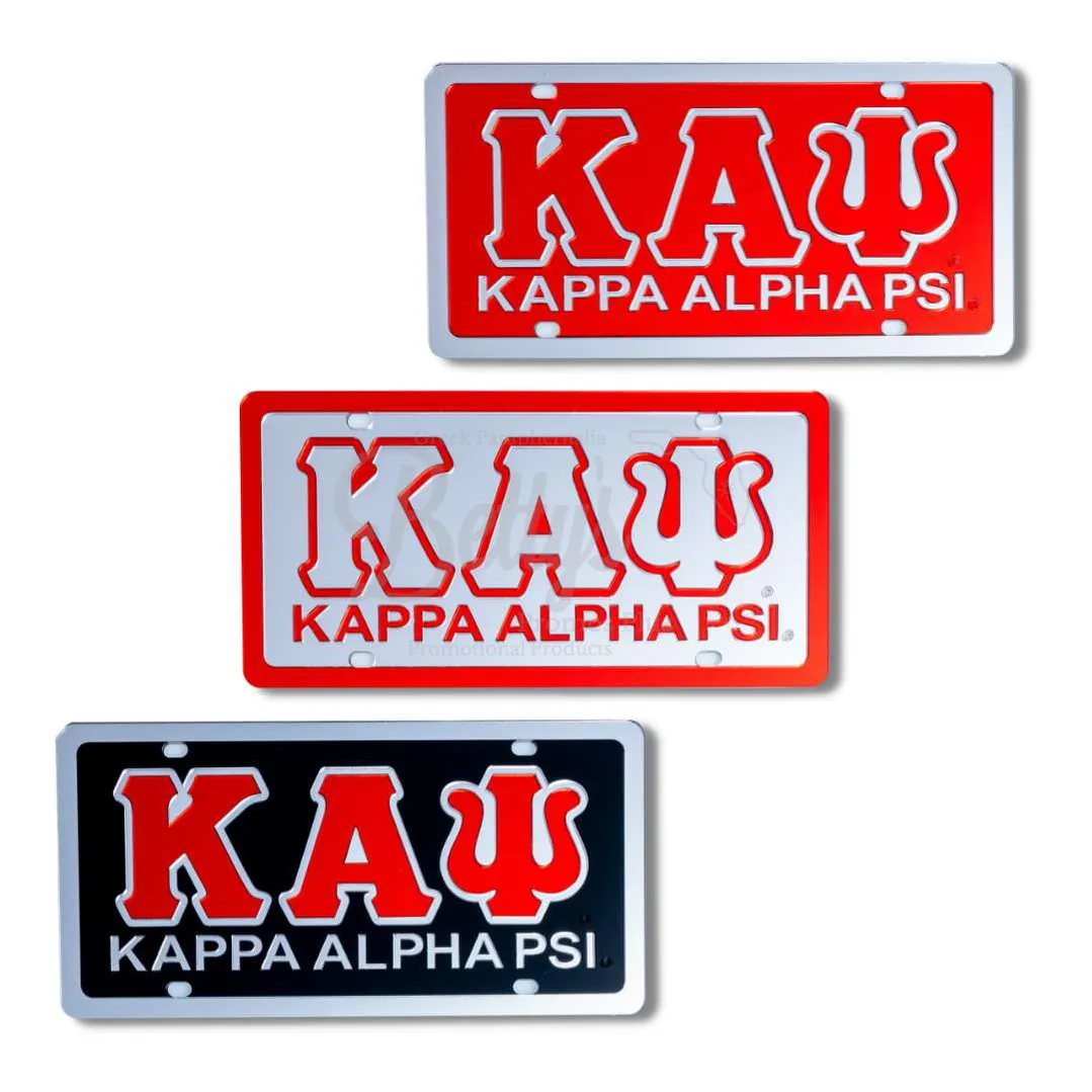 Kappa Alpha Psi ΚΑΨ with Kappa Alpha Psi Laser Engraved Mirrored Acrylic Auto Tag License Plate