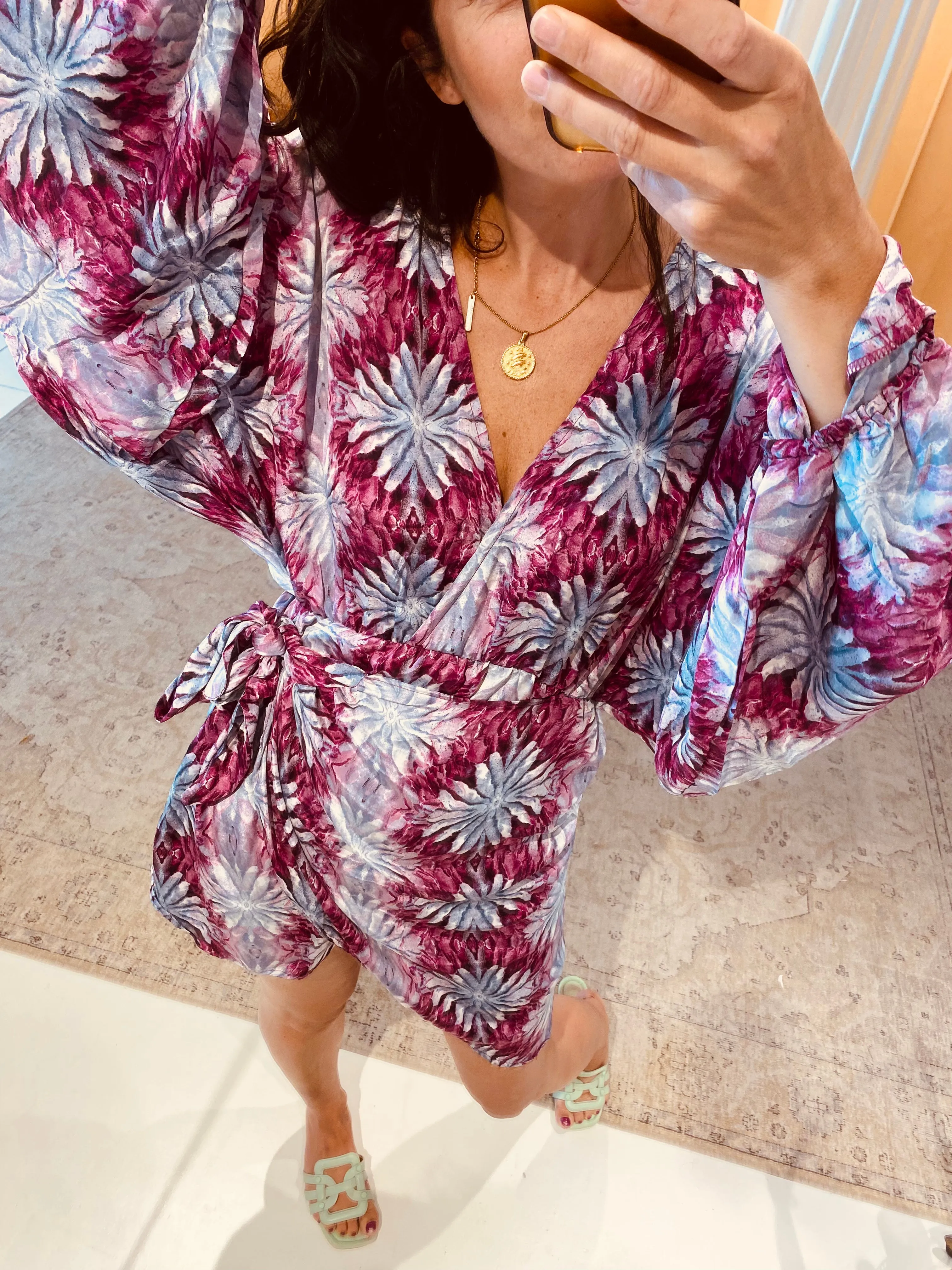 KATHLEEN SHORT WRAP DRESS - RASPBERRY