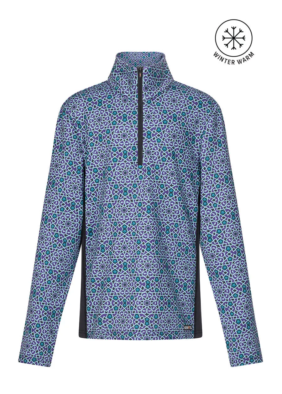 Kids Rail Side Quarter Zip Fleece Tech Top - Print