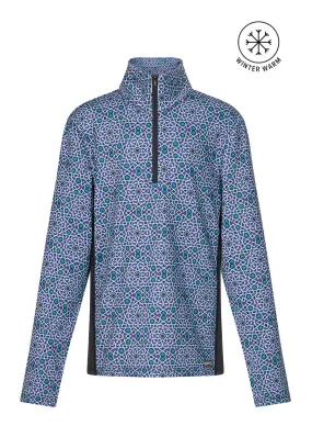Kids Rail Side Quarter Zip Fleece Tech Top - Print