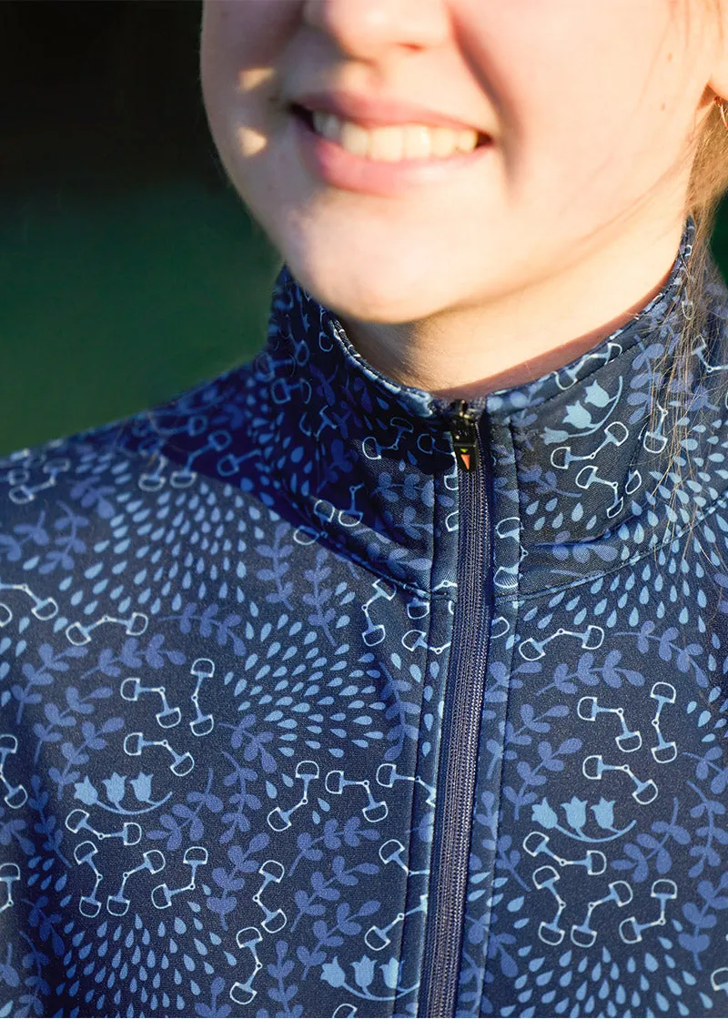 Kids Rail Side Quarter Zip Fleece Tech Top - Print