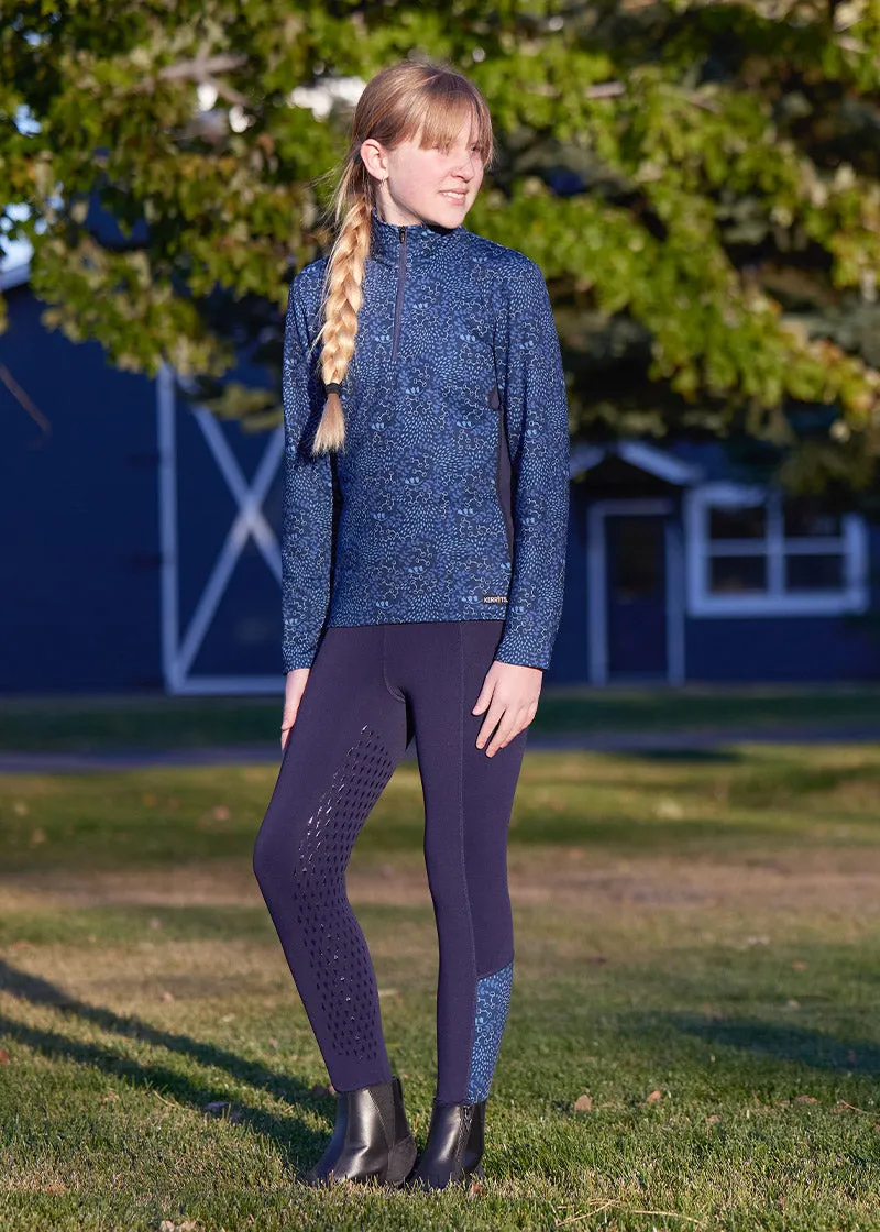 Kids Rail Side Quarter Zip Fleece Tech Top - Print