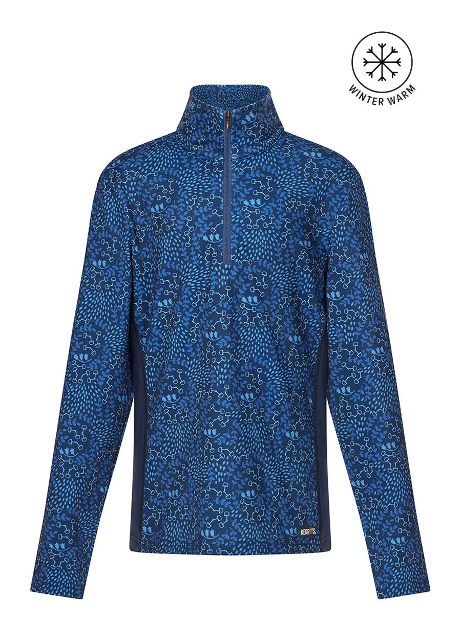 Kids Rail Side Quarter Zip Fleece Tech Top - Print