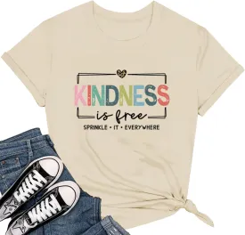 Kindness Shirts for Women Be Kind Teacher Tshirts Funny Inspirational Tees Casual Positive Message Saying Graphic Tops