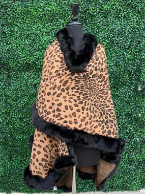 Leopard Faux Fur Cape