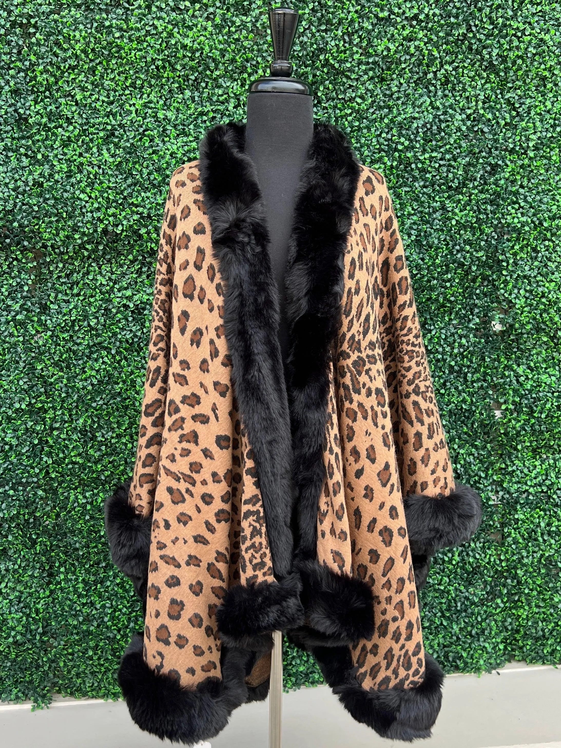 Leopard Faux Fur Cape