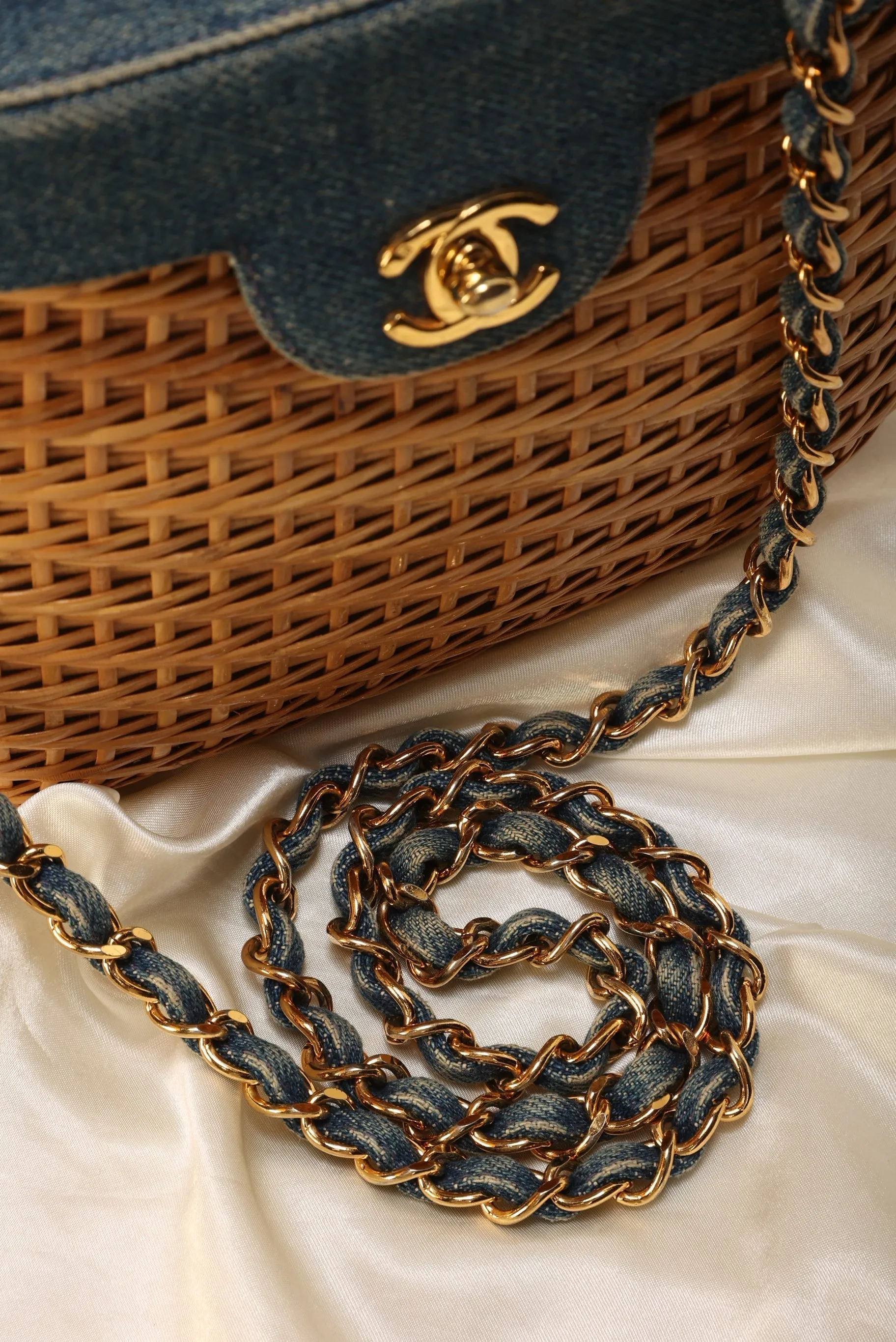 Limited Edition CL Denim Wicker Basket Bag