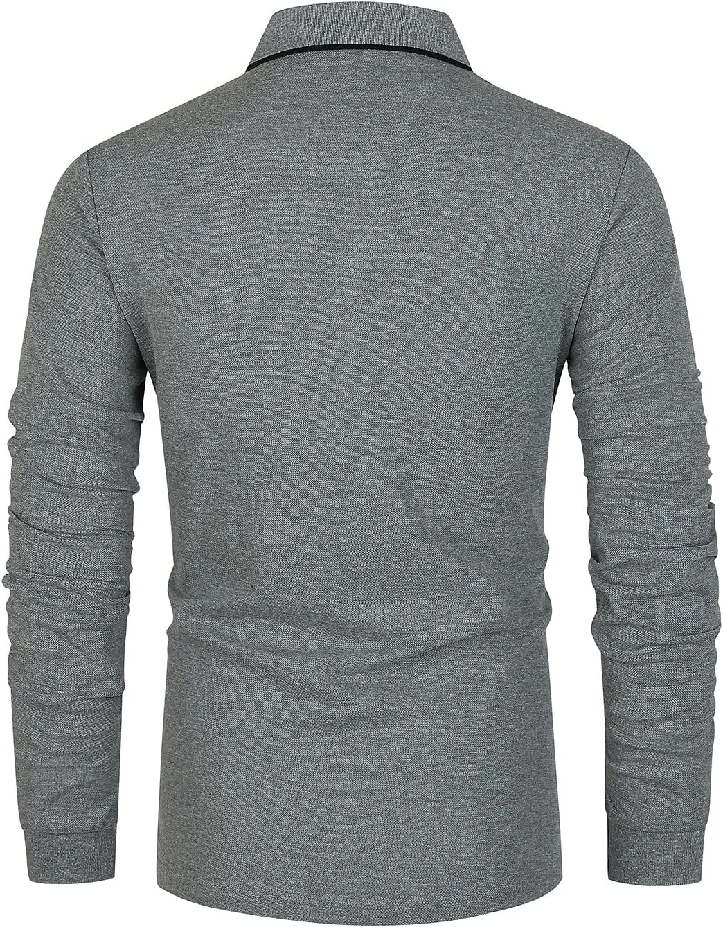 LIUPMWE Polo Shirts for Men Long Sleeve Golf Shirt Slim Fit Classic Plaid Collar Cotton Golf T-Shirts Casual Polo Shirts
