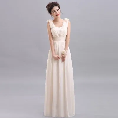 Long Chiffon Blush Pink Bridesmaid Dresses