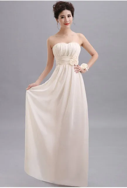 Long Chiffon Blush Pink Bridesmaid Dresses