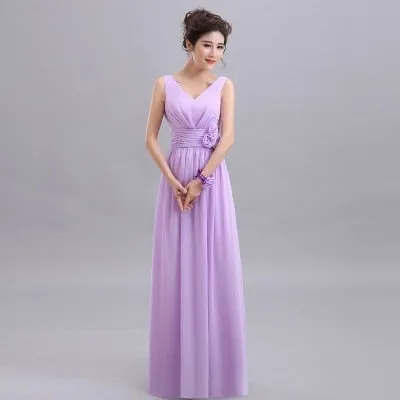 Long Chiffon Blush Pink Bridesmaid Dresses