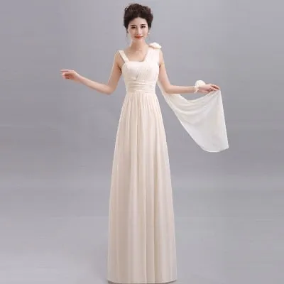 Long Chiffon Blush Pink Bridesmaid Dresses