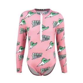 Long Sleeve Swimsuit - Jelly Alligator Pink - UPF50 