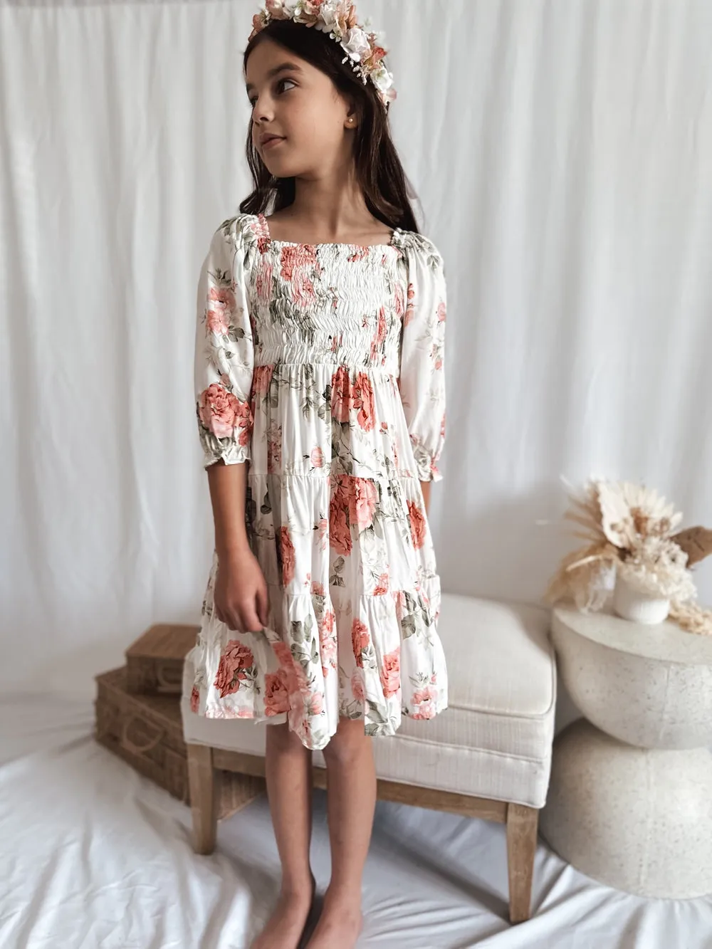 Maisie Girls Dress - Peach