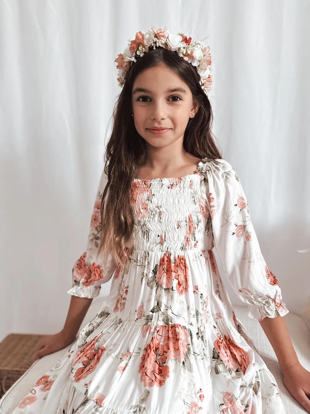 Maisie Girls Dress - Peach