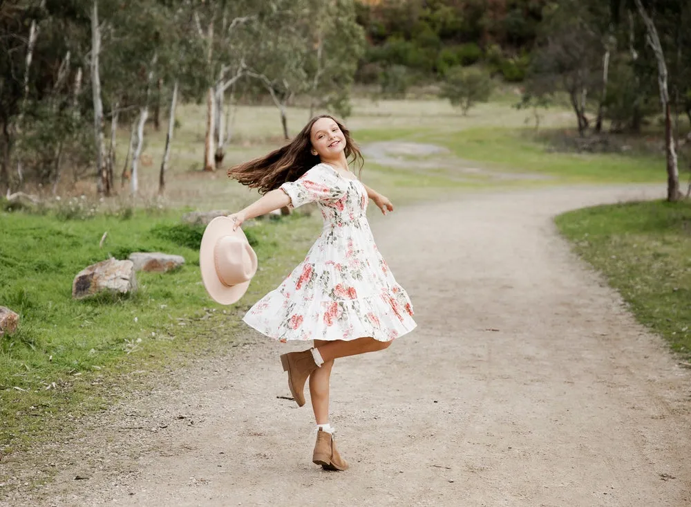 Maisie Girls Dress - Peach