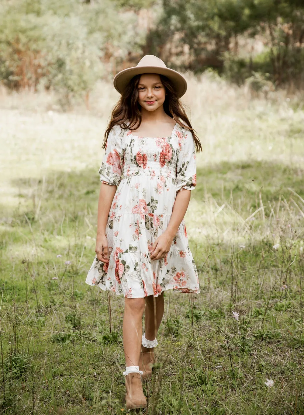 Maisie Girls Dress - Peach