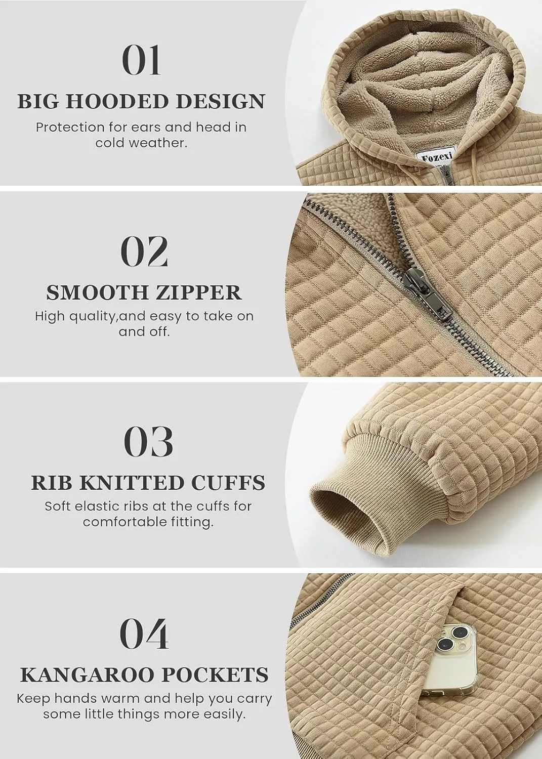 Men's Fleece Heavyweight Full Zip Hoodie Sweatshirt Jacket Hooded for Men