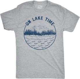 Mens On Lake Time T Shirt Cool Outdoor Camping Tee for Guys