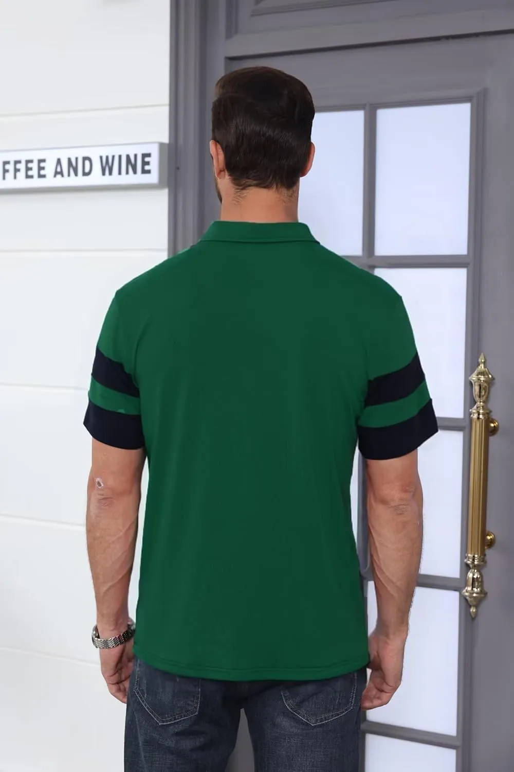 Mens Polo Shirts Short Sleeve Color Block T Shirt Summer Lightweight Casual Golf Shirts