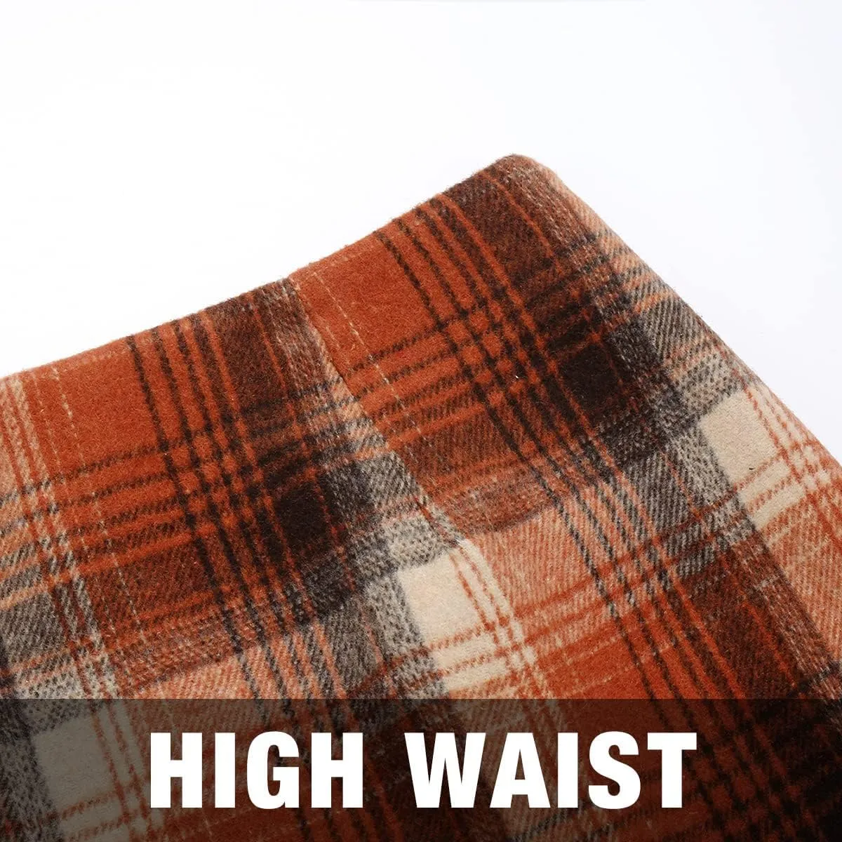 Mywinway Plaid Skirts for Women 2024 Fall Winter Knee Length Wool Pencil Skirt