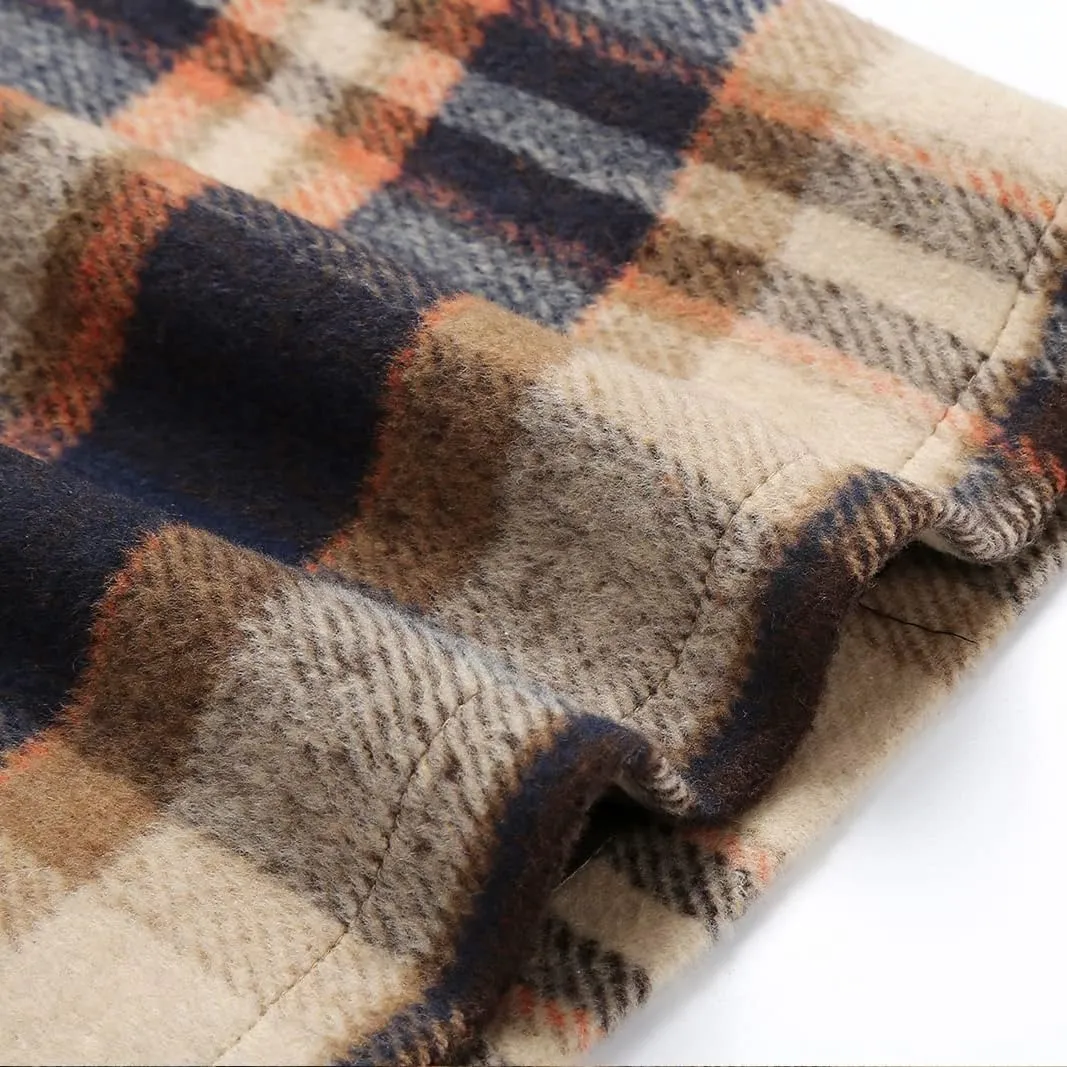 Mywinway Plaid Skirts for Women 2024 Fall Winter Knee Length Wool Pencil Skirt
