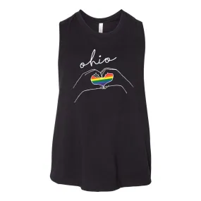 Ohio Pride Heart Women's Racerback Cropped Tank
