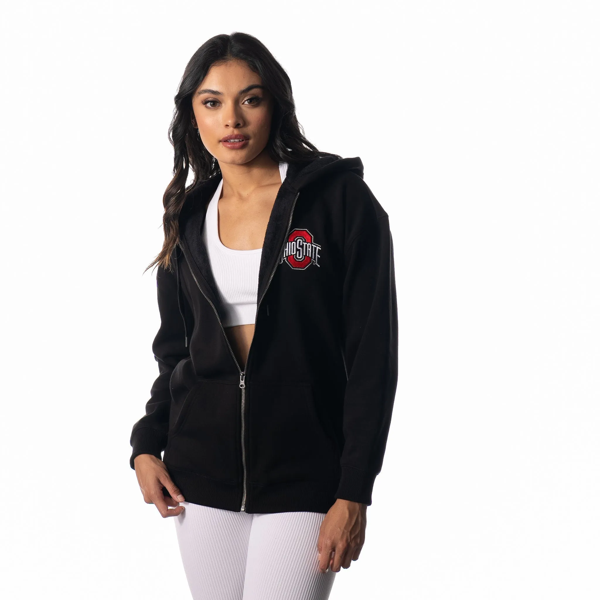 Black Ohio State Womens Faux Fur-Lined Hoodie