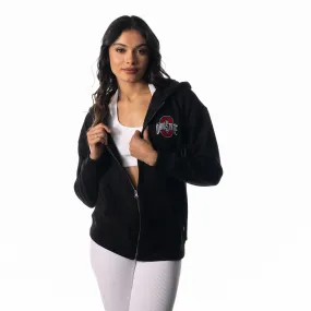 Black Ohio State Womens Faux Fur-Lined Hoodie
