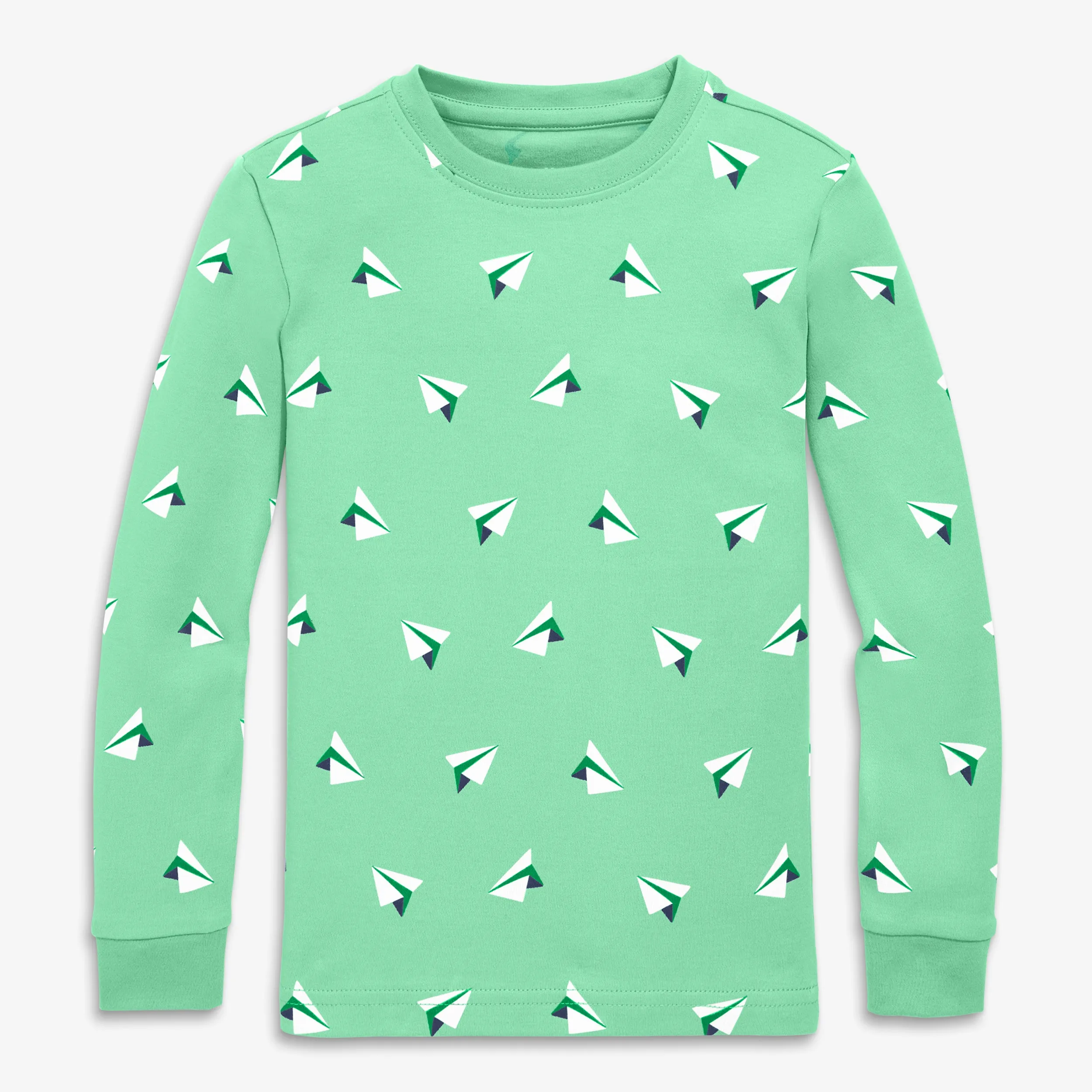 Organic long sleeve PJ top in mini paper planes