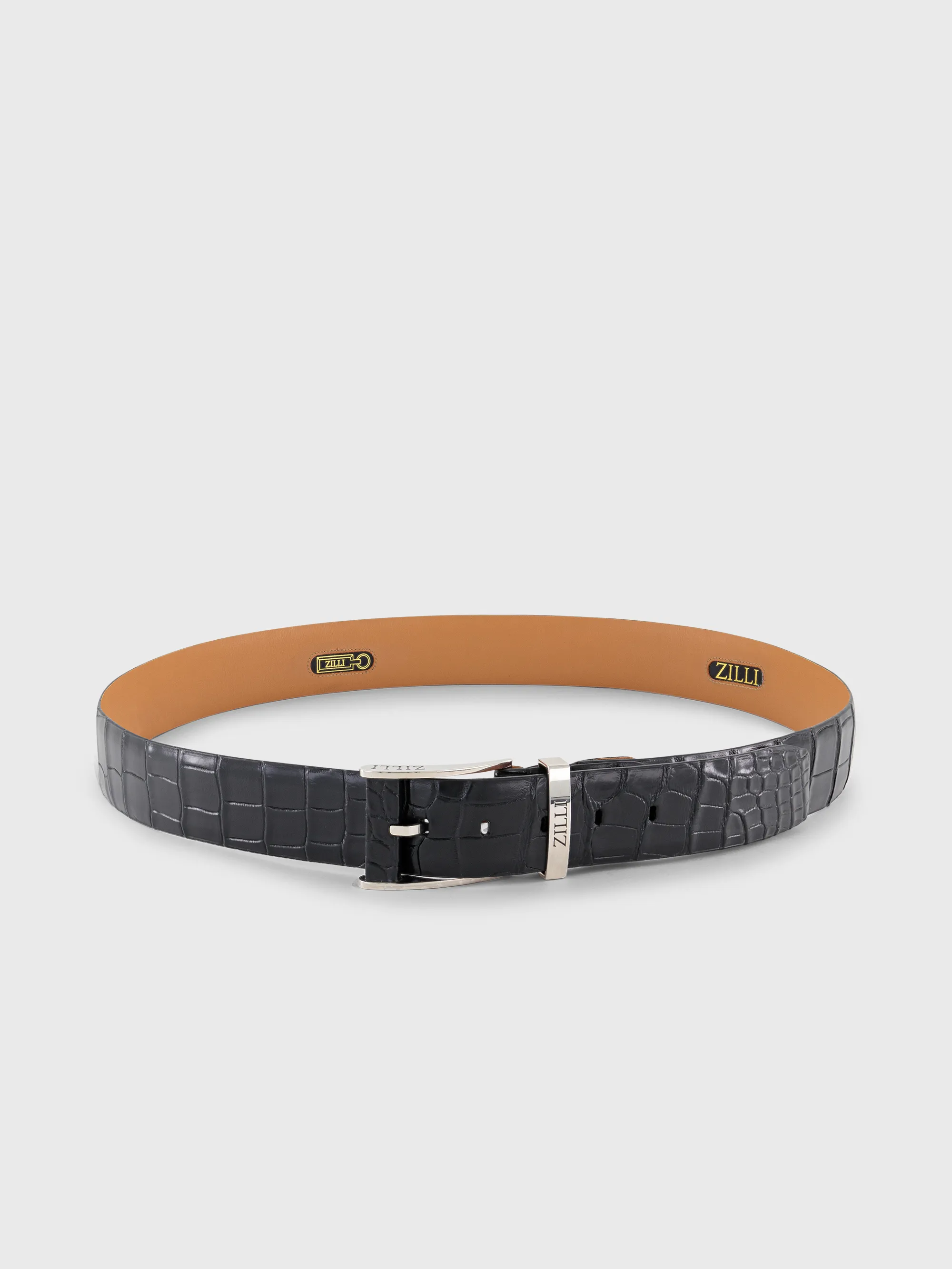 Palladium Finish 2007 Buckle Crocodile Skin Belt