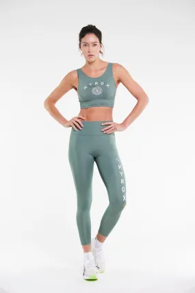 High-Performance Green Leggings and Crop Top Set