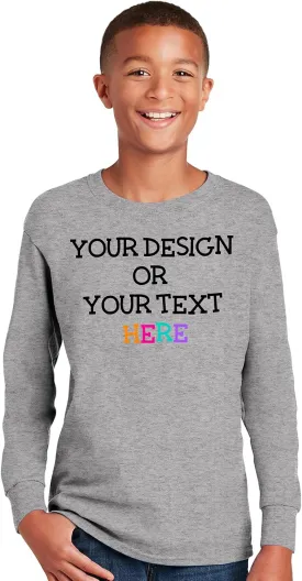 Personalized Shirt for Kids Girls Boys Long Sleeve DIY Your Image Photo Text Custom Tee Front/Back Print