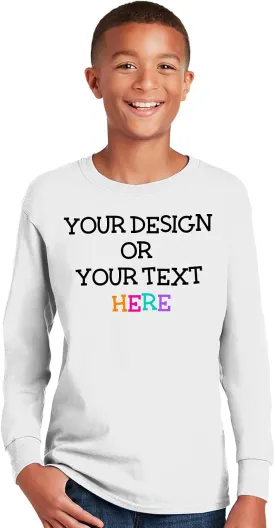 Personalized Shirt for Kids Girls Boys Long Sleeve DIY Your Image Photo Text Custom Tee Front/Back Print