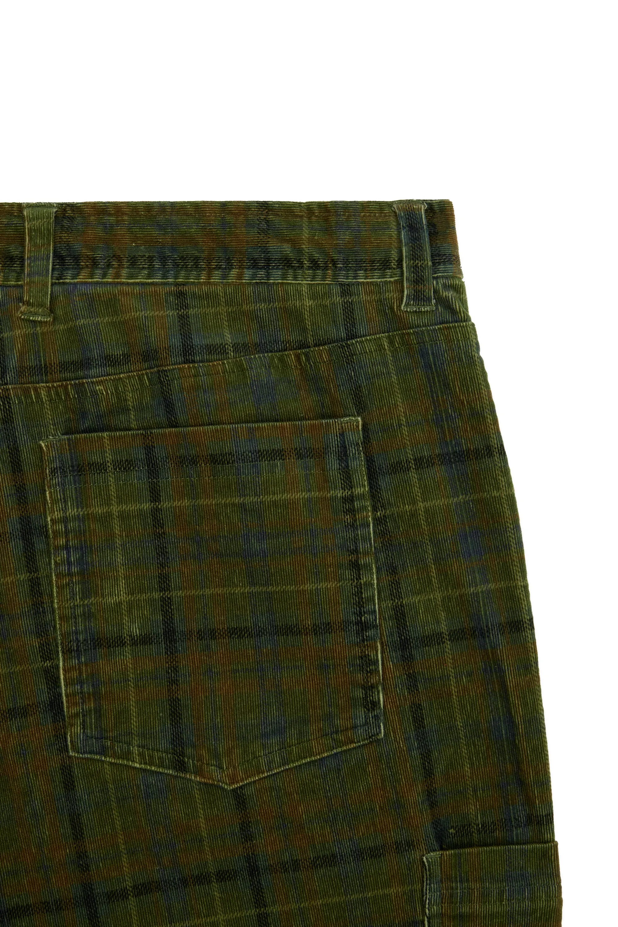 Plaid Corduroy Cargo Pants