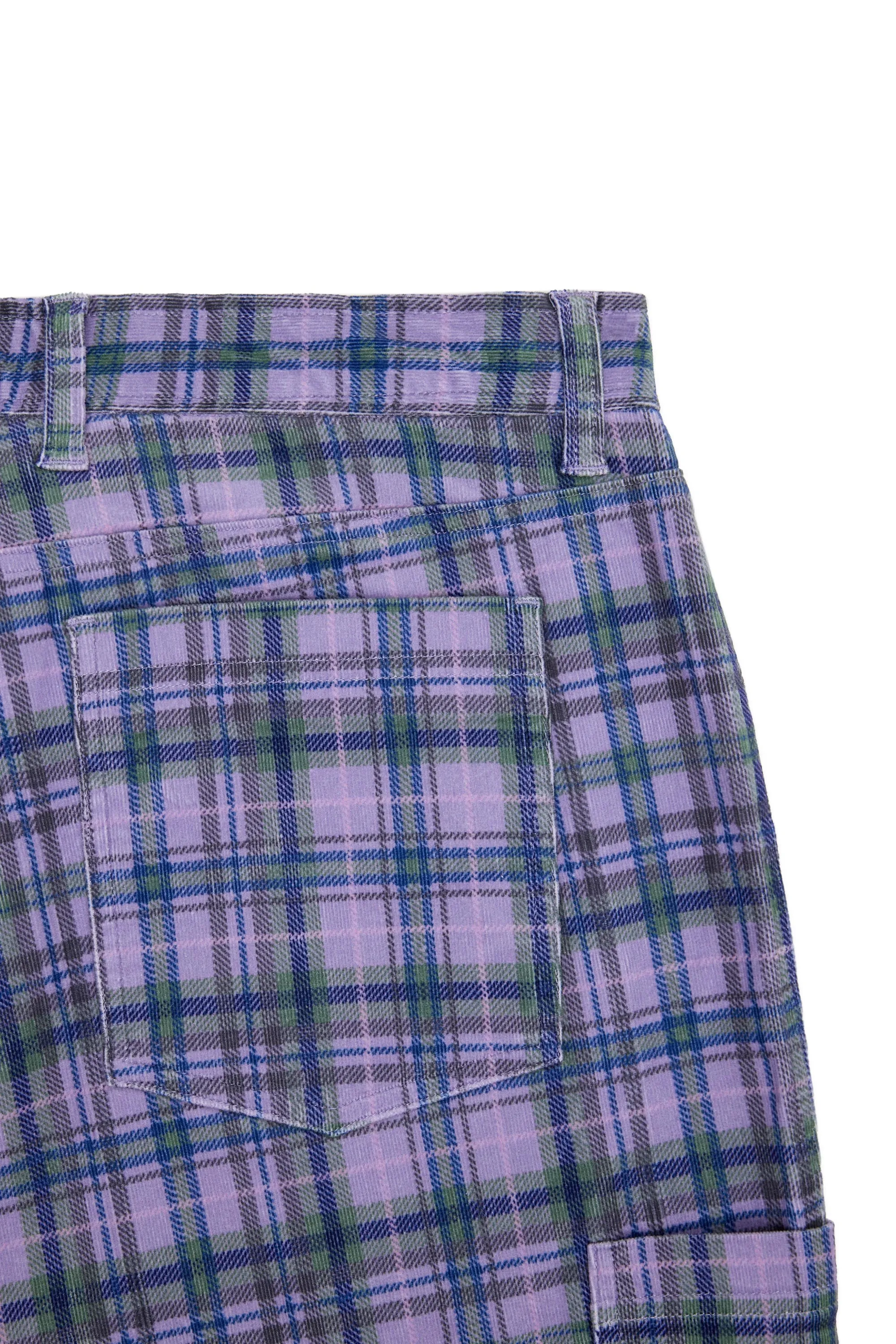 Plaid Corduroy Cargo Pants