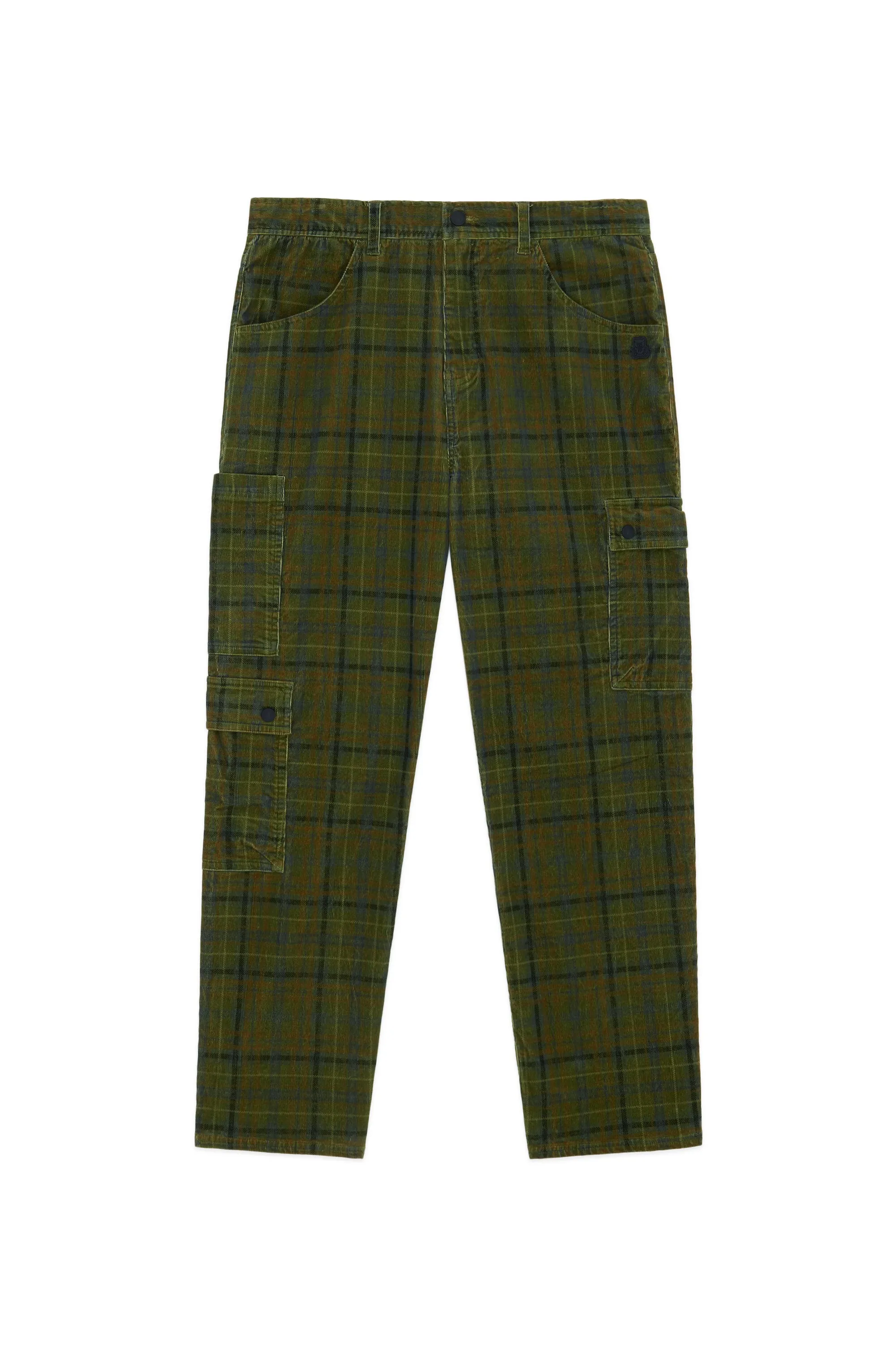 Plaid Corduroy Cargo Pants