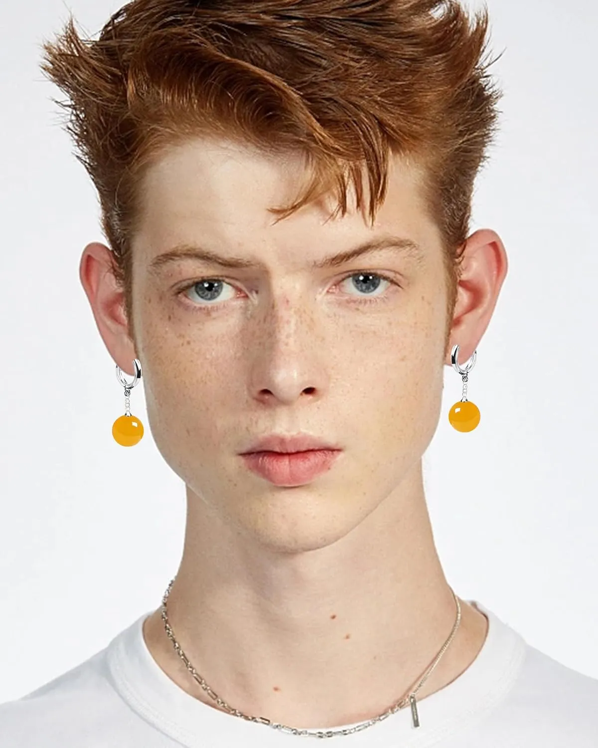 Potara Ball Anime Dragon Earrings Goku Z Black Nickel Free Clip On Nature Crystal Hoop Hypoallergenic for Men Women (Green long)