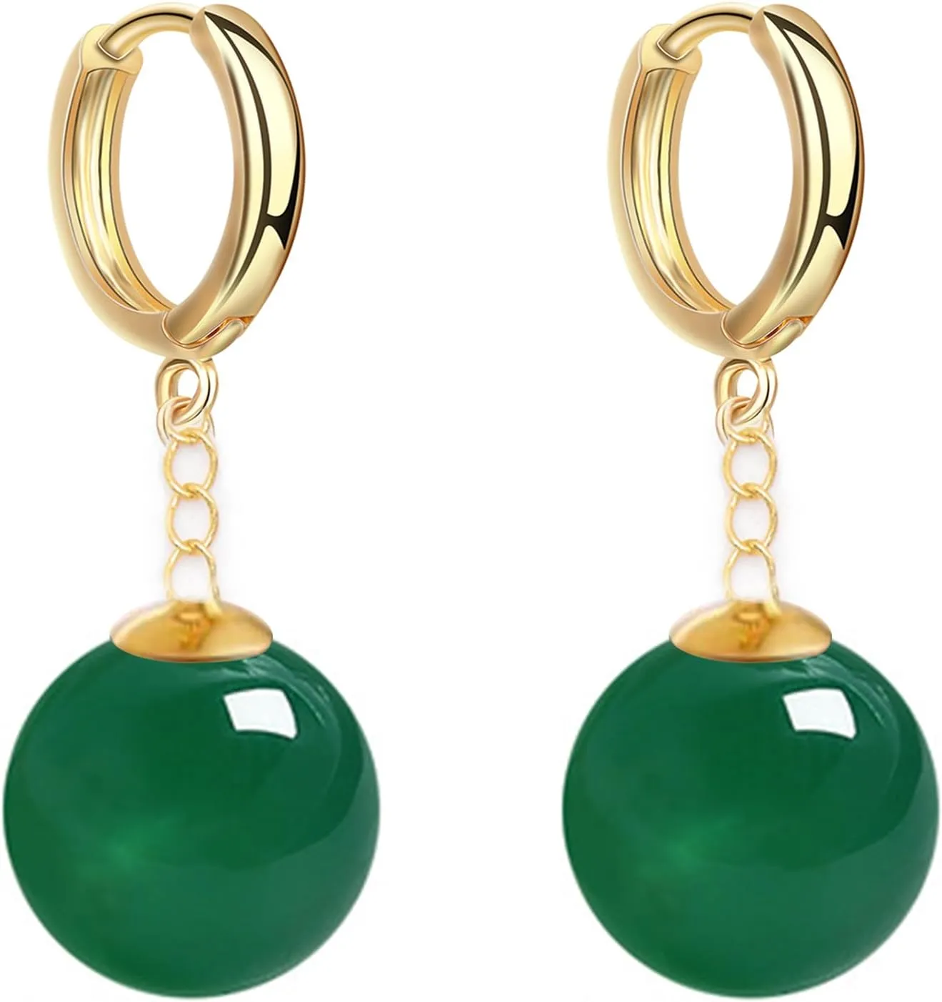 Potara Ball Anime Dragon Earrings Goku Z Black Nickel Free Clip On Nature Crystal Hoop Hypoallergenic for Men Women (Green long)
