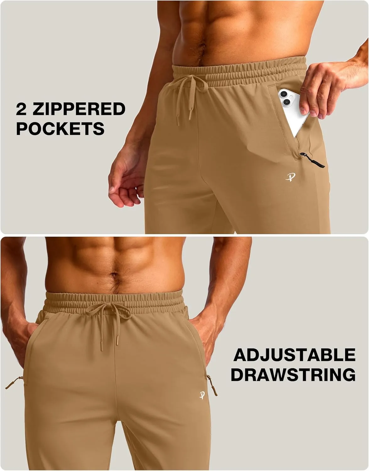 Pudolla 32"/34"/36" Inseam Men's Tall Sweatpants with Zipper Pockets Lightweight Joggers for Athletic Workout Casual