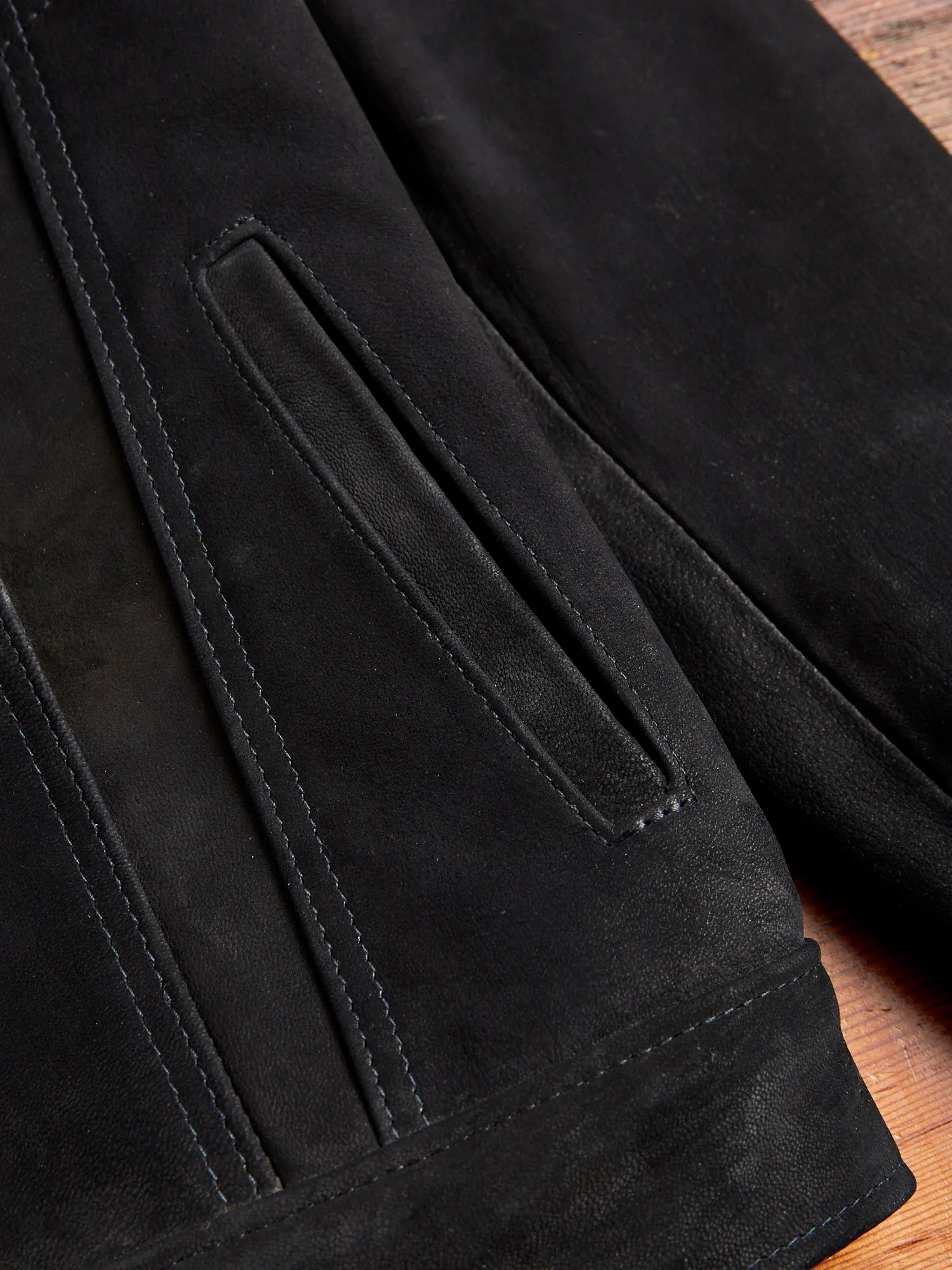 Premium Black Goatskin Type-3 Leather Jacket by 3sixteen x Schott NYC