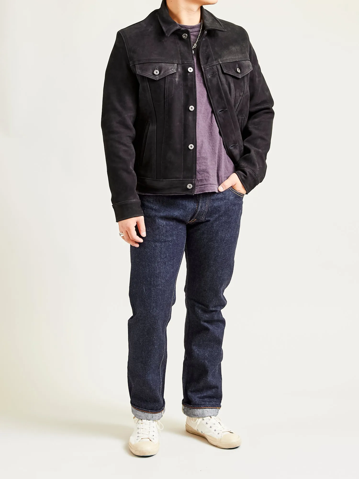 Premium Black Goatskin Type-3 Leather Jacket by 3sixteen x Schott NYC