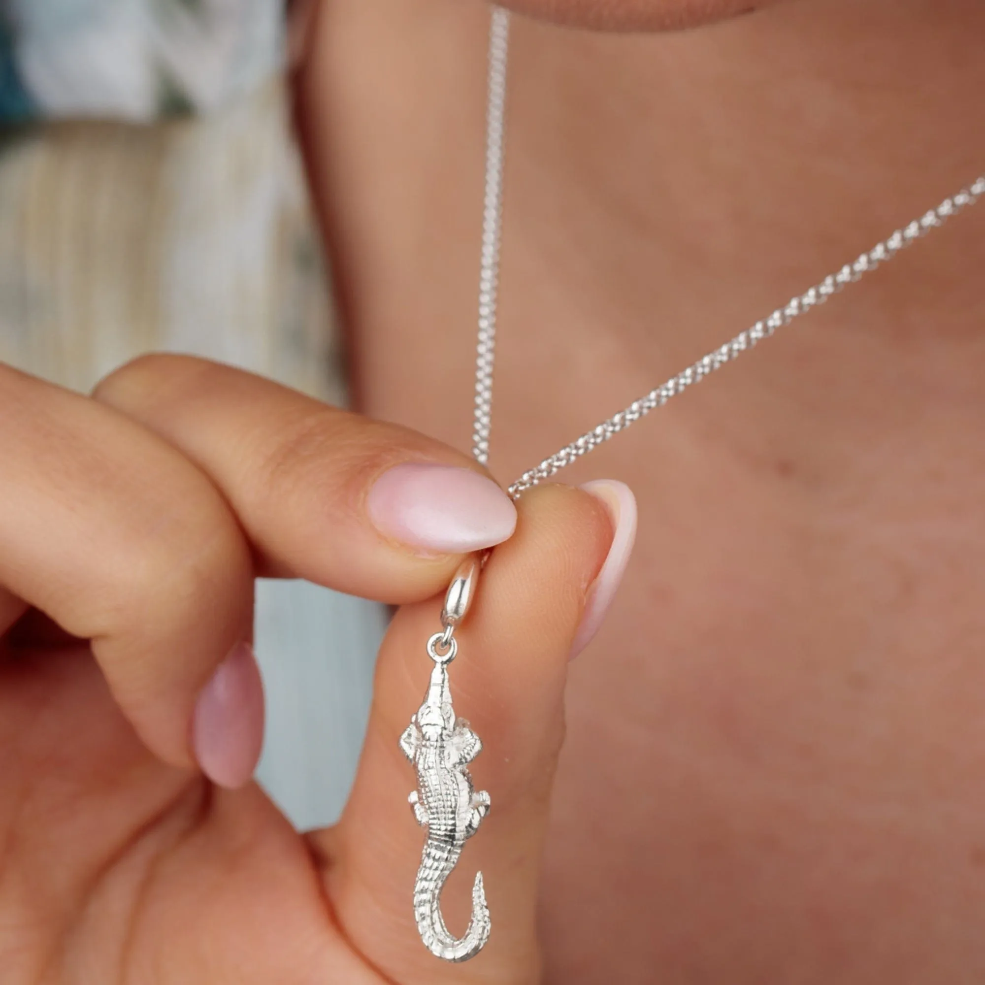 Silver Crocodile Charm