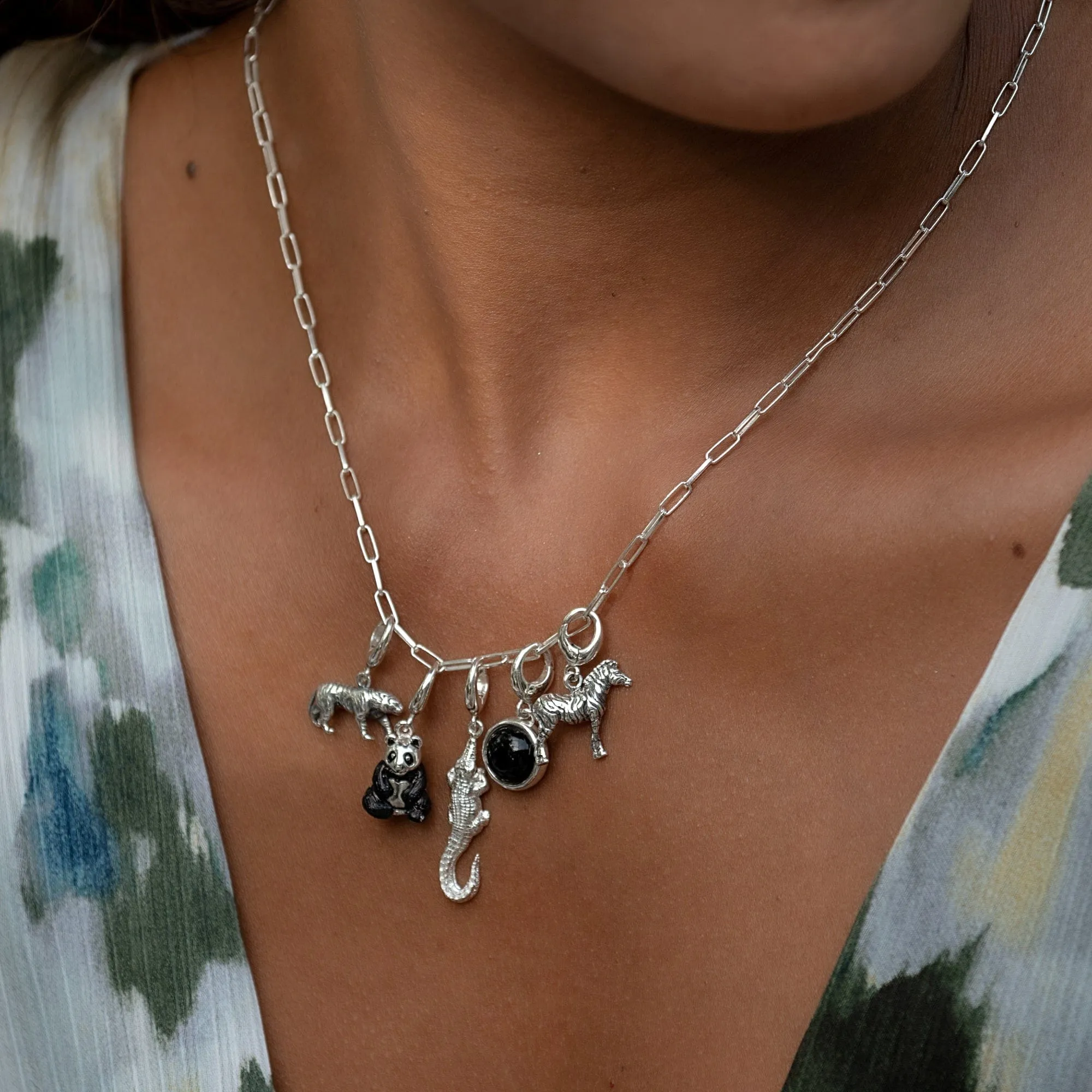 Silver Crocodile Charm